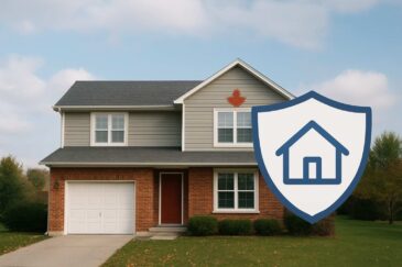 Canadian house with a shield icon representing mortgage default insurance