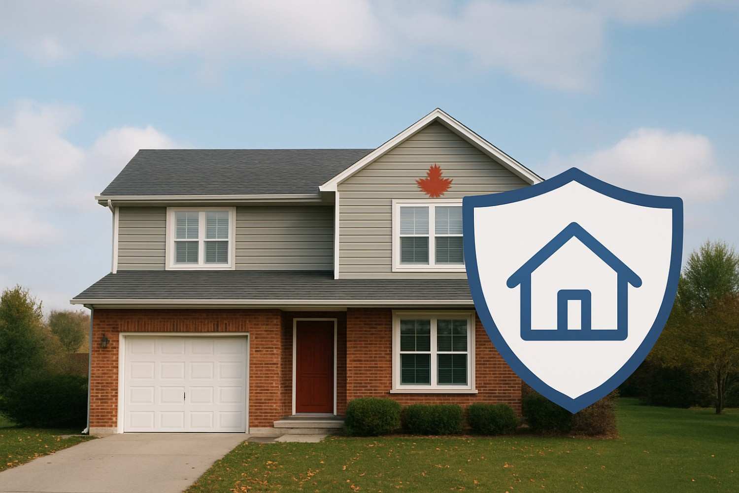Canadian house with a shield icon representing mortgage default insurance