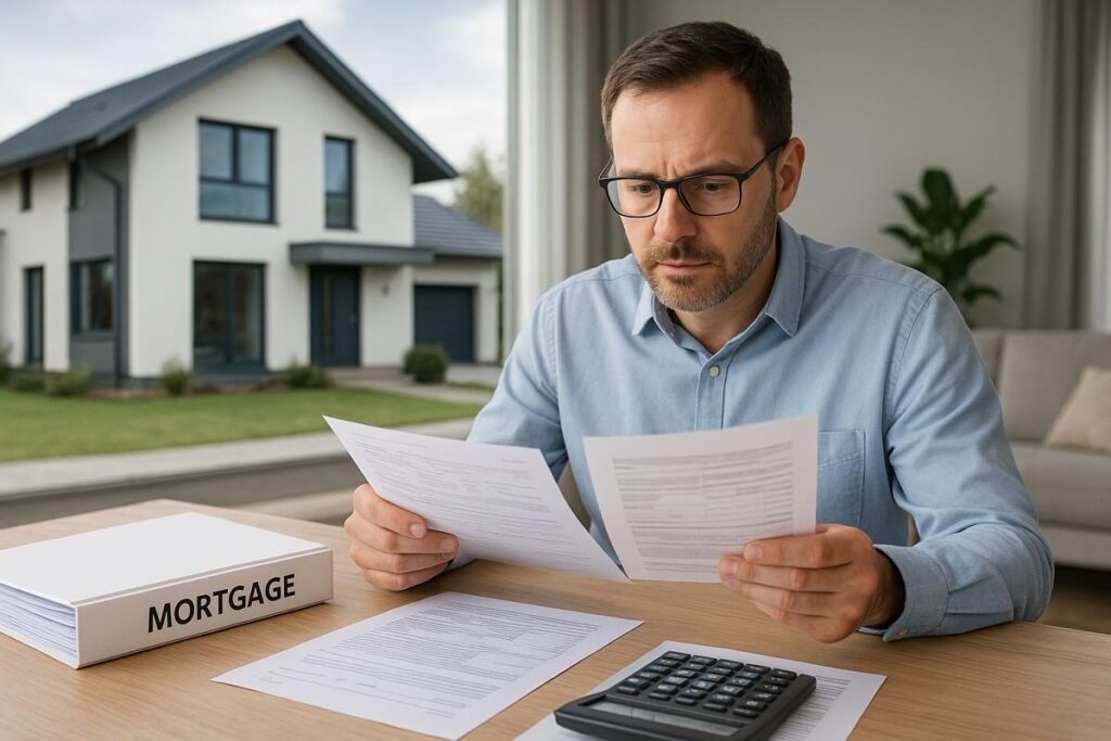 Person reviewing mortgage documents for a complex mortgage