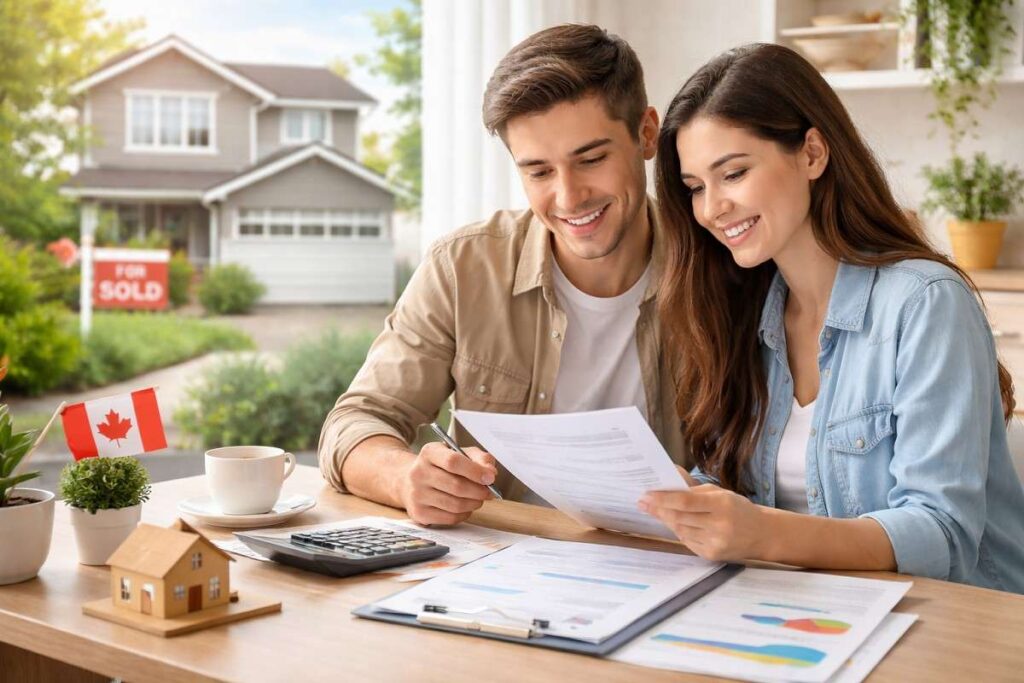 First-time homebuyer in Canada reviewing mortgage options to secure the lowest mortgage rates